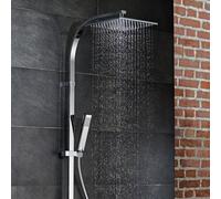 Juego de ducha HSK AquaSwitch RS 500 Termostato, estante: cristal negro, -08, 1001940-KB16-08, Versión: con ducha de cabeza cuadrada, súper plana, 250x250x2mm