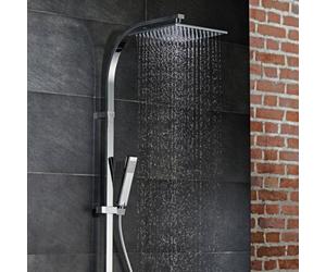 Juego de ducha HSK AquaSwitch RS 500 Termostato, repisa: vidrio blanco, -07, 1001940-07, Versión: con rociador estándar, cuadrado, plano 250x250x8mm