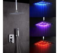 Juego de ducha LED empotrado empotrado sistema de ducha LED de acero inoxidable para ducha de lluvia, alcachofa de ducha, juego de ducha empotrado, grifo de temperatura del agua, juego de ducha
