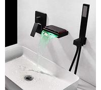 Juego de Ducha Moderno de instalación en Pared, Grifo Mezclador de Cascada LED, Grifo Dividido de 3 Orificios, Control de Temperatura, Grifo de Color, 2 Funciones, Sistema de Ducha de Mano p