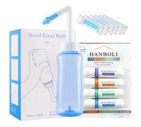 Juego de ducha nasal, con 40 bolsas de sal para lavado nasal, jarra para limpieza nasal y lavado nasal, con 4 unidades de palo nasal, inhalador nasal de aromaterapia de menta, palo nasal portátil