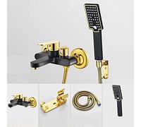 Juego de Ducha para bañera, Grifo de bañera Dorado y Blanco montado en la Pared, grifos Monomando para baño y Ducha fríos y Calientes de Oro Negro, latón - (Color: 3)