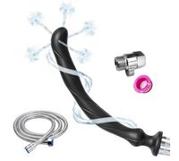 Juego de ducha Pulverizador de 5 orificios Manguera de enema flexible Boquilla de silicona Confort Accesorio de enema Mujeres Hombres 27 cm + 150 cm Manguera (Negro)