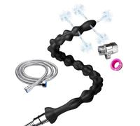 Juego de ducha Pulverizador de 5 orificios Manguera de enema flexible Boquilla de silicona Confort Accesorio de enema Mujeres Hombres 51 cm + 150 cm Manguera (Negro)