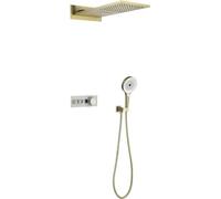 Juego de ducha termostática, cabezal de ducha de lluvia en cascada y portátil, cabezal de ducha dual, juego de grifos de ducha, con cuerpo de válvula de visualización de temperatura, juegos de ducha