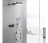 Juego de ducha termostático, cabezal de ducha de lluvia de cascada y de mano, cabezal de ducha doble, juego de grifo de ducha, con cuerpo de válvula de visualización de temperatura, juegos completos