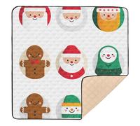 Juego de dúo de Papá Noel y pan de jengibre, suave y acolchada, tapete de juego para actividades para bebé, tapete ligero para gatear, para bebés y niños pequeños, 50 x 50 pulgadas