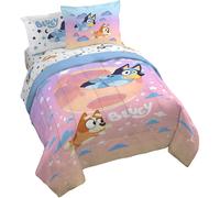 Juego de edred n Jay Franco Bluey & Bingo Queen - Ropa de cama de 7 piezas con s banas y fundas de almohada - Super Clouds & Stars Cozy Bedding