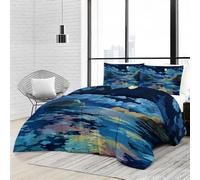 Juego de edredón 200×200 cm + 2 Almohadas, edredón Universal 4 Estaciones, Fantasía Cielo Nocturno mar Dibujos Animados Estampados Elegantes para Cama Doble o Individual, Azul Oscuro