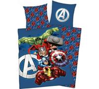Juego de edredón Avengers Marvel - 1 funda nórdica de 140 x 200 + 1 funda de almohada de 63 x 63 cm (juego de cama Avengers Marvel - M) (Avengers Marvel Duvet Set - A, 140 x 200 cm | 63 x 63 cm)