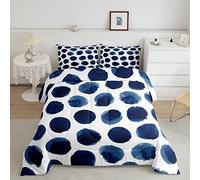 Juego de edredón azul marino con lunares polares para niñas y niños, juego de ropa de cama de arte abstracto geométrico, moderno, lujoso, tamaño King, 3 piezas