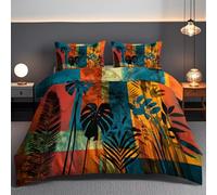Juego de Edredón con Patrón Estampado De Leopardo Naranja Tamaño 135x200cm | Set de Funda de Cama de Poliéster Abstracto Decoración Hogareña para Adolescentes y Adultos
