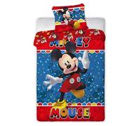 Juego de edredón de Mickey Disney - 1 funda nórdica de 140 x 200 + 1 funda de almohada de 63 x 63 cm (juego de cama Mickey - D)