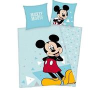Juego de edredón Mickey Disney - 1 funda nórdica de 140 x 200 + 1 funda de almohada de 63 x 63 cm (juego de cama Mickey - B)