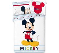 Juego de edredón Mickey Disney - 1 funda nórdica de 140 x 200 cm + 1 funda de almohada de 63 x 63 cm (juego de cama Mickey - G)