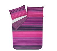 Sleepdown Juego de Funda de edredón y Funda de Almohada con Textura de Rayas moradas para Cama Individual, Doble King Super King (Super King), matrimonio grande