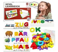 Juego de Educativo Letras Alfabetización Alemana con 64 Doble-cara Tarjetas Flash Aprender a Leer Juguetes Montessori Juguete para 3 4 5 Años Preescolar Regalos Cumpleaños Educativo Juguetes Infantile