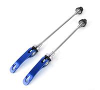 Juego de ejes de liberación rápida para bicicletas de montaña con palancas delanteras y traseras diseñadas para una fácil extracción de la rueda y un bloqueo seguro durante los paseos por senderos