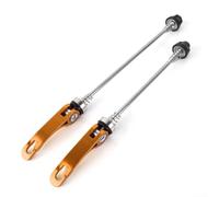 Juego de ejes de liberación rápida para bicicletas de montaña con palancas delanteras y traseras diseñadas para una fácil extracción de la rueda y un bloqueo seguro durante los paseos por senderos