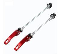 Juego de ejes de liberación rápida para bicicletas de montaña con palancas delanteras y traseras diseñadas para una fácil extracción de la rueda y un bloqueo seguro durante los paseos por senderos