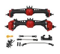 Juego de ejes traseros delanteros de aluminio para SCX10 II 90027 90028 90046 90047 1/10 coche trepador de control remoto accesorios de actualización RC (Roja)