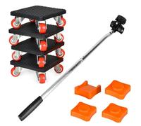 Juego de Elevador de Muebles, Ruedas para Mover Muebles con Barra de Extensión de 630 mm, 4 Ruedas 360 Grados para Muebles, Carga Máxima 500 kg, para Mover Refrigeradores, Sofás, Lavadoras, etc.