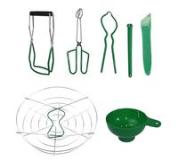 Juego de elevador de tarros - 7 utensilios de acero inoxidable, abrazadera para elevación de tapa con clip, parrilla de cocción al vapor de embudo, mango de clip para alimentos | Kit De