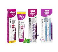 Juego de eliminador de placa con pastillas de tinte, pasta de dientes colorante, herramienta dental, agente de placa para sonrisas naturales y blancas, juego de 3 y 2 comprobaciones para el hogar