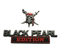 Juego de Emblema de Pirata con Perla Negra capitanes Jack Sparrow, calcomanía 3D para Coche, Ajuste Personalizado para Coche, camión, SUV, vehículo (Negro Rojo)