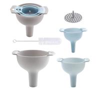 Juego de Embudo de 3 Piezas 4 en 1 Con Filtro y Cepillo Pequeño - Embudo Multifuncional de Plástico Para Cocina - Accesorios de Cocina