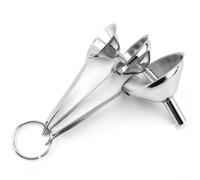 Juego de embudo de acero inoxidable de 3 piezas con mango largo para jugo de aceite de cocina para transferencia de alcohol, tamaño pequeño mediano grande (B)