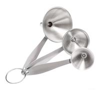 Juego de embudo de acero inoxidable de 3 piezas con mango largo para mini cocina, aceite, salsa de vino, herramienta de vertido para botellas, tarros y contenedores de almacenamiento