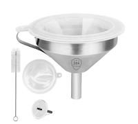 Juego de Embudo de Cocina, Embudo de Filtro de Grasa, con Mango y Cepillo de Limpieza, Juego de colador de Malla Fina de 4 Piezas | Filtro de Malla de 200 extraíble de Calidad alimentaria con