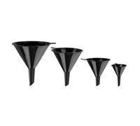 Juego de embudos de plástico, 4 piezas, negro, diámetro 12,5/10/7,5/5,5 cm para aceite, gasolina y ácido