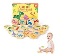 Juego De Emparejamiento De Dinosaurios De Madera - Puzzle Interactivo Con Tarjeta De Memoria, Gira Y Encuentra Parejas | Juguete Educativo Apilable Para Niños En Edad Preescolar Actividades De