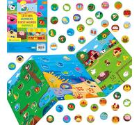 Juego de Emparejamiento de Stickers Jelly, 70 Stickers Jelly Reutilizables -Letras, Números, Animales, Decalcomanías de Gel Impermeables, Libro de Actividades Creativas, Juguete de Aprendizaje y Juego