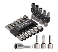 Juego de enchufes, 14 piezas para herramientas métricas de alta resistencia y para kit de vástago hexagonal imperial, no magnético para destornillador eléctrico y para destornillador de impacto