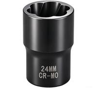 Juego de enchufes de rosca inversa para uso industrial, construido para extraer tuercas atascadas a través de un patrón de mordida en espiral optimizado y transmisión de par eficiente (24 mm)