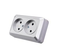 Juego de enchufes eléctricos de pared, empotrables, de interior, 250 V CA, 16 A, color plateado, toma doble sin conexión a tierra, MZ-05