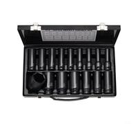 Juego de enchufes extendidos de 16 piezas construido con acero cromado MO para resistencia al desgaste y rendimiento constante bajo carga (diseño hexagonal)