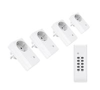 Juego de enchufes inalámbricos conecto: 4 enchufes inalámbricos y 1 Mando a Distancia Interior, 2300 W, 230 V, Blanco