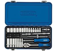 Juego De Enchufes Métricos Draper 16365 De 1/4" Con Estuche De Metal (45 Piezas)