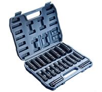 Juego de enchufes SAE de alta resistencia para aplicaciones de impacto con 9 tamaños, anillos codificados por colores, acero cromado forjado en frío y hebilla de montaje para un acceso rápido