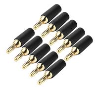 Juego de enchufes Tipo Banana, 10 Uds., Kit de Conector Macho Tipo Soldadura de latón Chapado en Oro de 2,5 Mm para conexión de Enchufe (Negra)