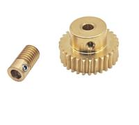 Juego de engranajes helicoidales de cobre, relación 24:1, 0,5M, 24T, diámetro interior del engranaje: 4 mm, diámetro interior del vástago: 3-6 mm(4mm bore rod)