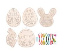 Juego De Enhebrado De Madera Para Bricolaje, Cultiva La Paciencia Y La Concentración, 12,0 X 9,5 Cm, Kit De Tabla De Enhebrado De Huevos De Pascua, Kits De Punto De Cruz De Madera, Actividad Creativa,