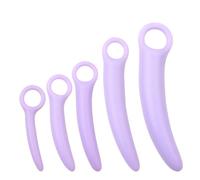 Juego de entrenamiento del suelo pélvico con cinco dilatadores de silicona curvados para mujeres, dilatador médico para estiramiento vaginal suave, tamaños graduados 1 a 5 para programa de ejercicio
