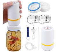Juego de envasadora eléctrica al vacío para tarros de conserva, para apertura ancha y normal, sellador al vacío para tarros con abridor de tapas y máquina de envasado al vacío para almacenamiento y