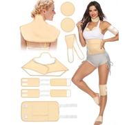 Juego de envoltura de aceite de ricino,paquete de aceite de ricino orgánico reutilizable, con correas elásticas ajustables para cuello, hombros, pecho, cintura, rodillas(Caqui)