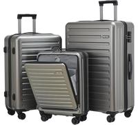 Juego de equipaje de 3 piezas (20/24/28), cerradura TSA ligera de 20 pulgadas con bolsillo frontal, 21.6 x 15.3 x 7.8 pulgadas, se adapta a cabina superior, 24 pulgadas (26 x 17.7 x 10.2 pulgadas) y